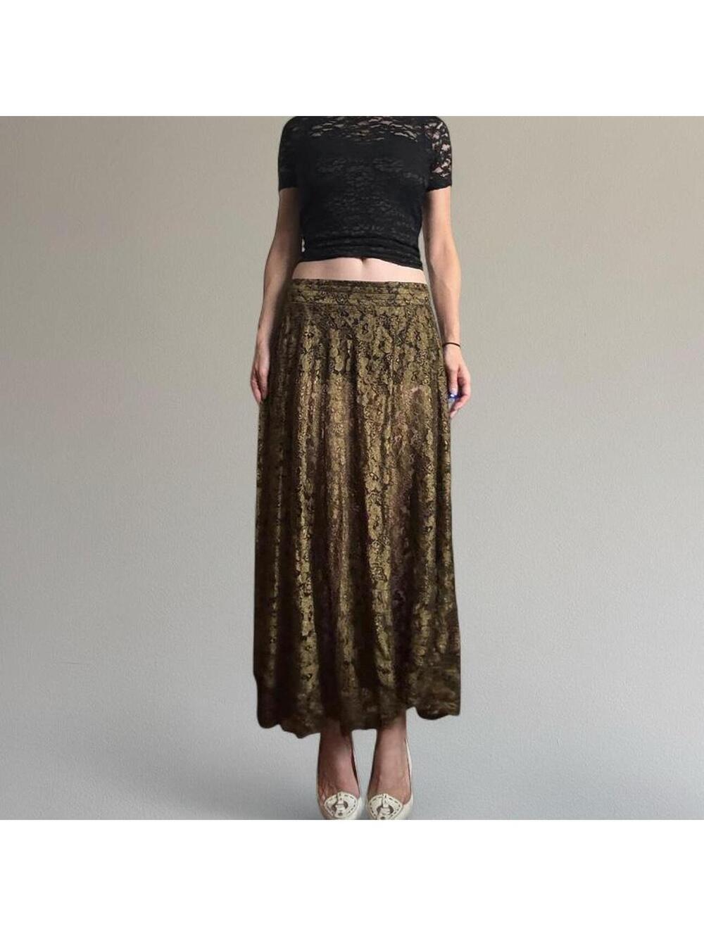 90s sheer lace maxi skirt.